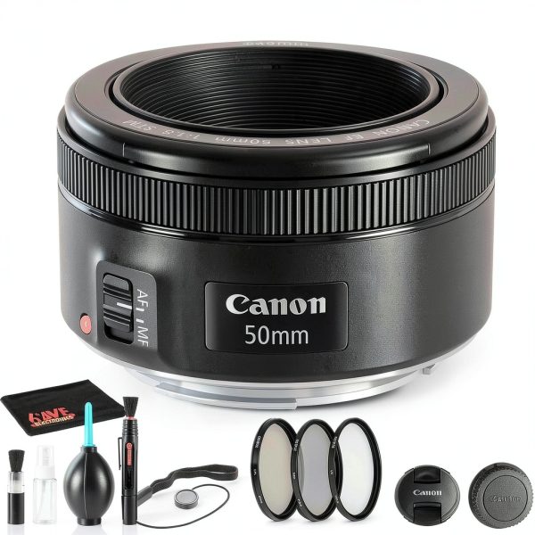 Canon EF 50mm f18 STM Lens Bundle with Filter Kit-0