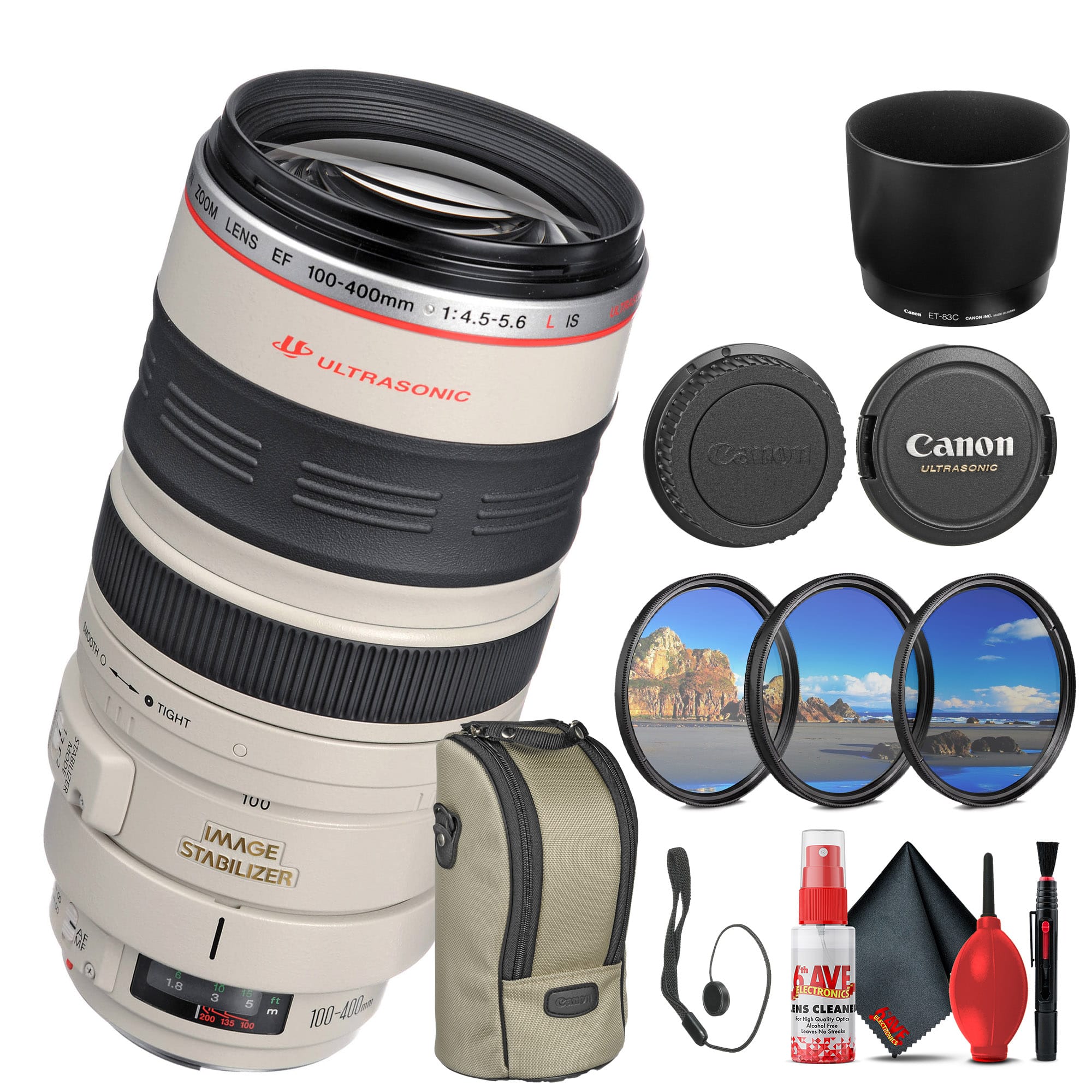 Canon EF 100-400mm lens mounted on a DSLR camera in a natural setting