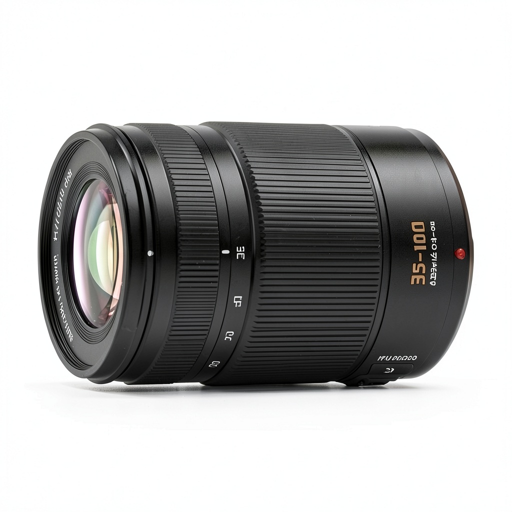 Installing Panasonic LUMIX Leica DG Lens 35-100mm f/2.8 OIS on a wooden desk