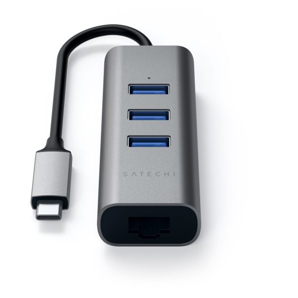 Satechi Type C USB Hub Ethernet Aluminum 3 Port Laptop-4