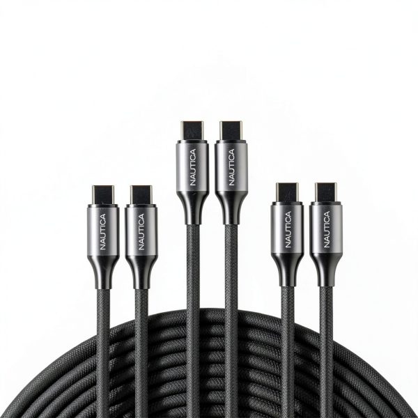 Nautica USB C Cable 60W Fast Charging Braided 3 Pack-0