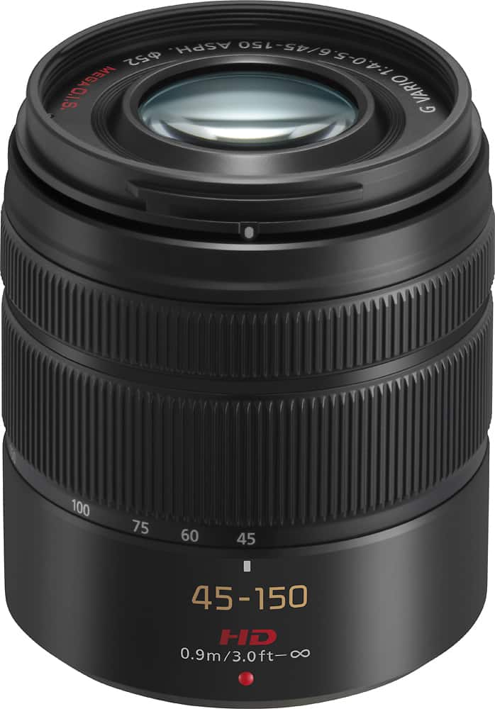 Panasonic Lumix 45-150mm lens mounted on a camera in a outdoor setting