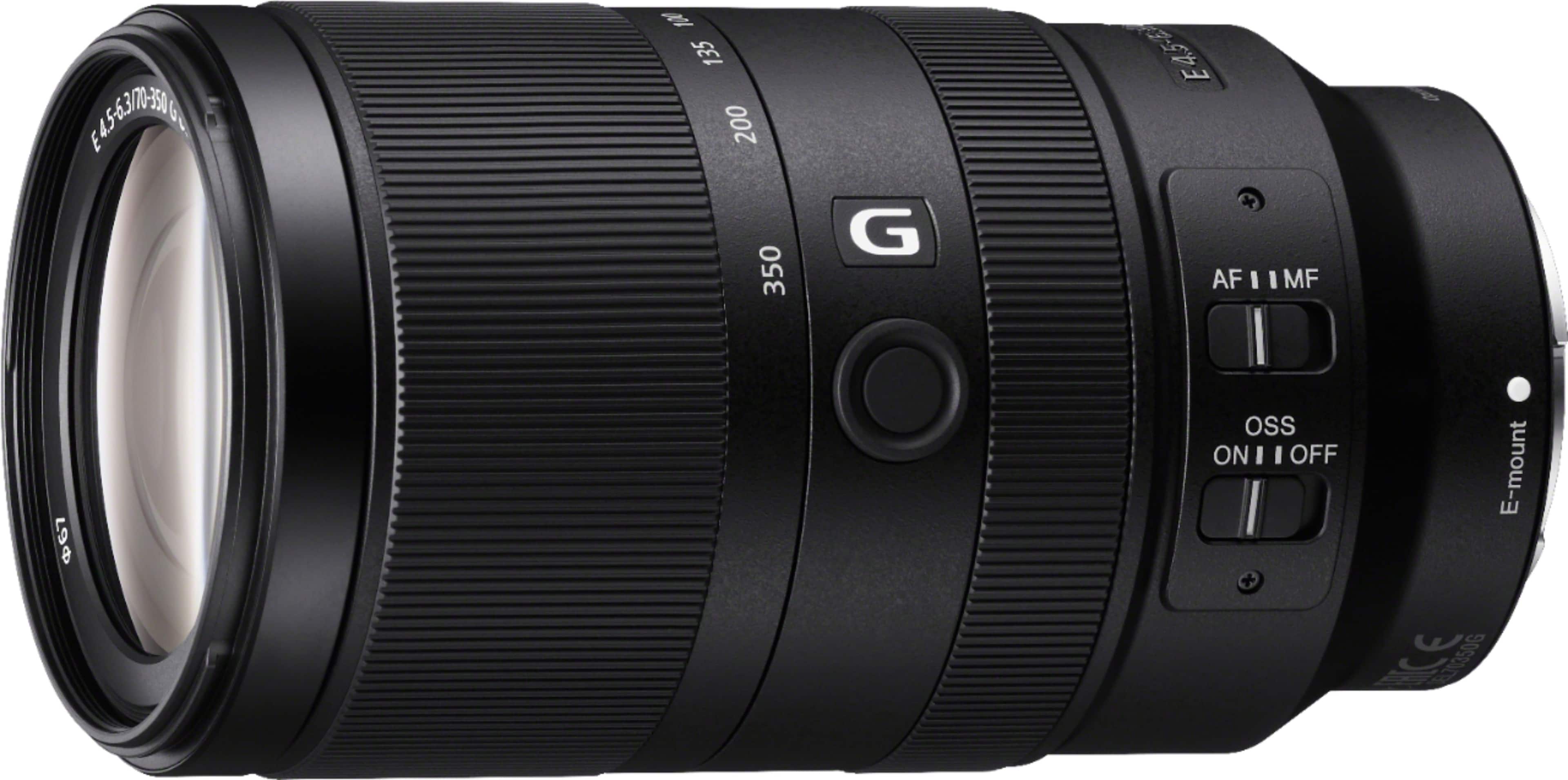 Sony 70-350mm lens mounted on a camera in a natural setting