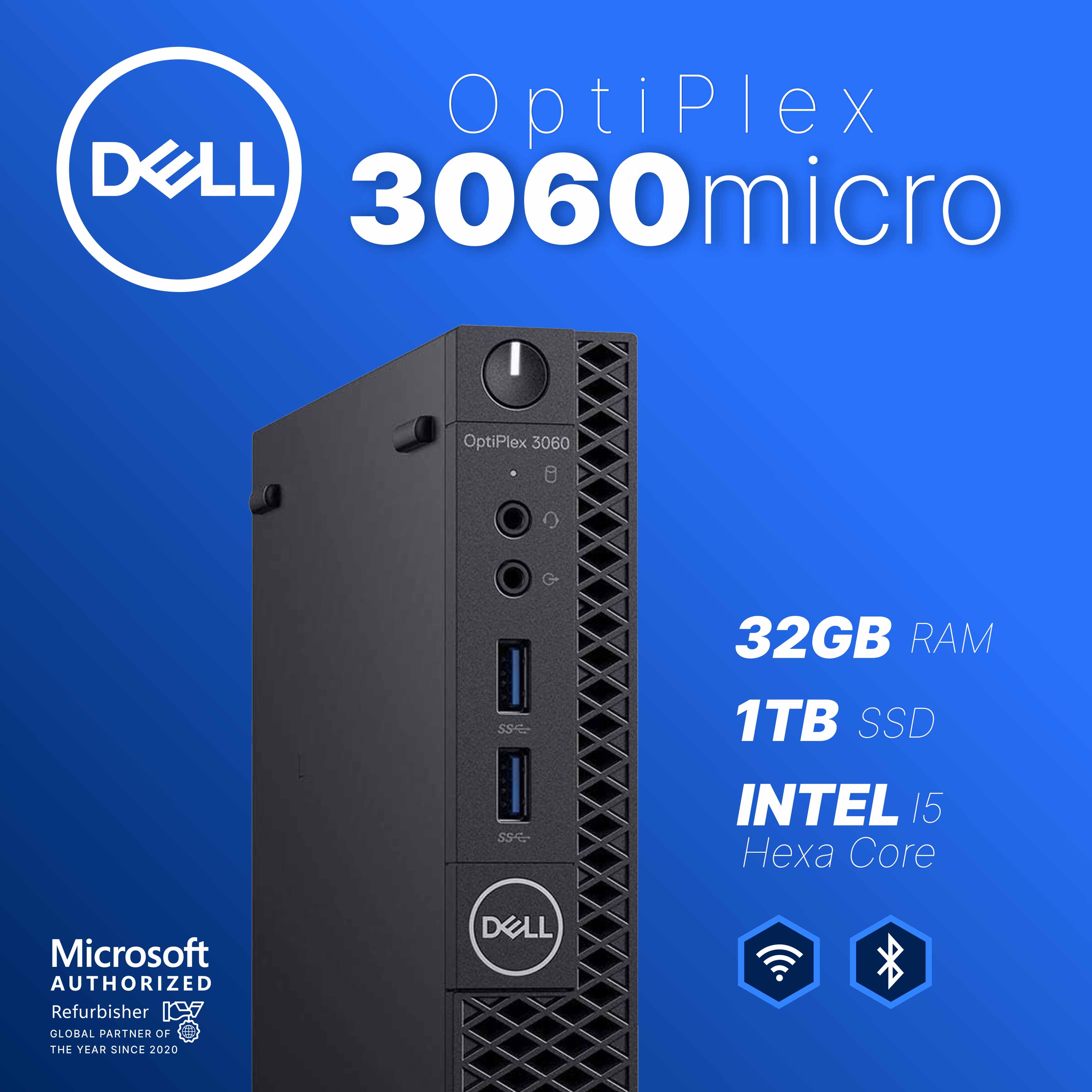 Dell Optiplex 3060 Micro desktop on a home office desk