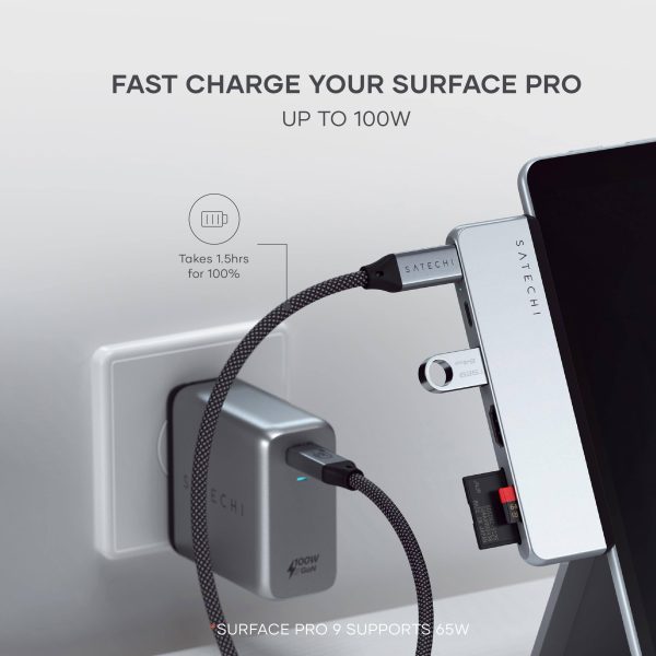 Satechi Dual USB-C Hub Surface Pro 9 Workstation Ports-3