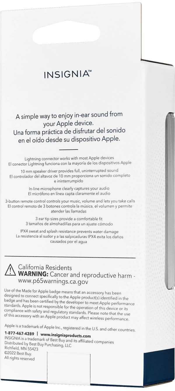 Insignia Lightning Wired Earbuds White In-Ear Design-4