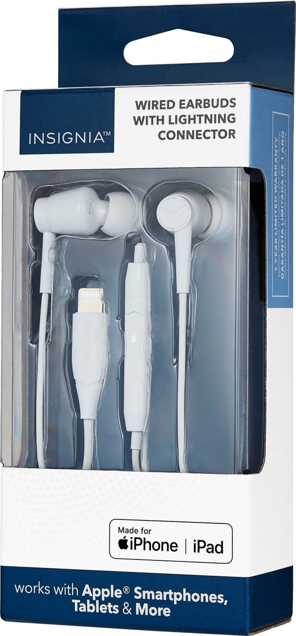 Insignia Lightning Wired Earbuds White In-Ear Design-3