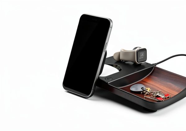 AT&T 3-in-1 Wood Grain Power Tray Wireless Charging Station-1