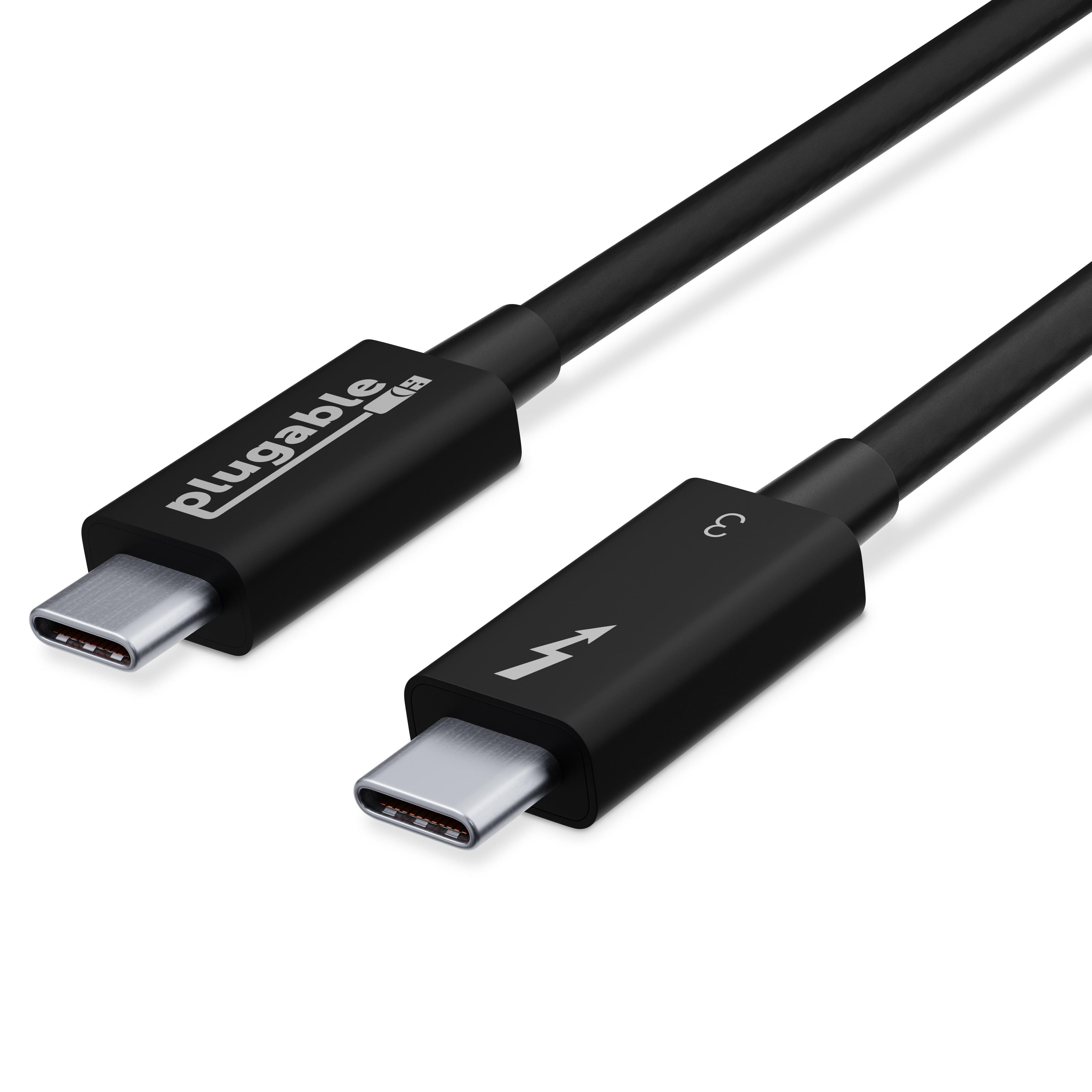 Thunderbolt cable connected to MacBook and docking station