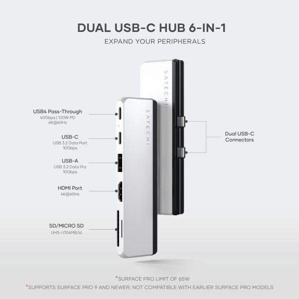 Satechi Dual USB-C Hub Surface Pro 9 Workstation Ports-1