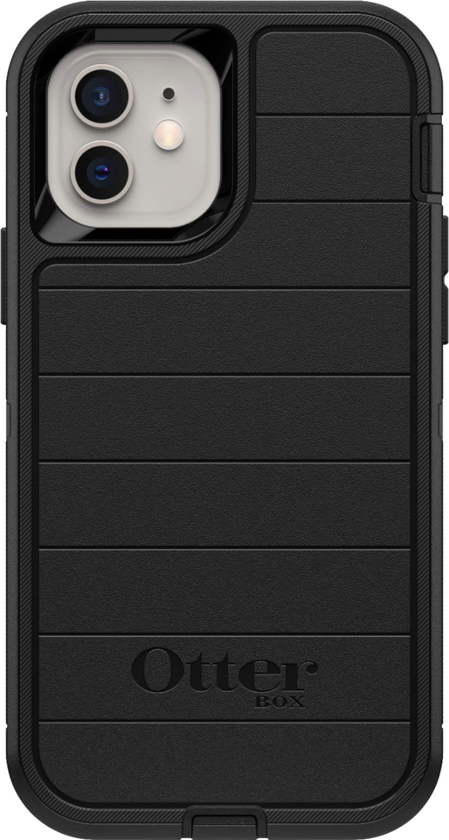 OtterBox Defender Series Pro case mounted on an iPhone 12 showing rugged design and holster attachment
